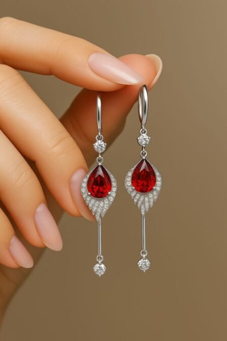Scarlet Bloom Studs – Petite red gemstone studs inspired by blooming flowers.