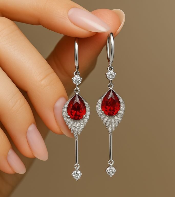 Scarlet Bloom Studs – Petite red gemstone studs inspired by blooming flowers.
