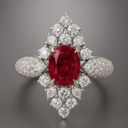 Oval Ruby Regal Cluster Ring