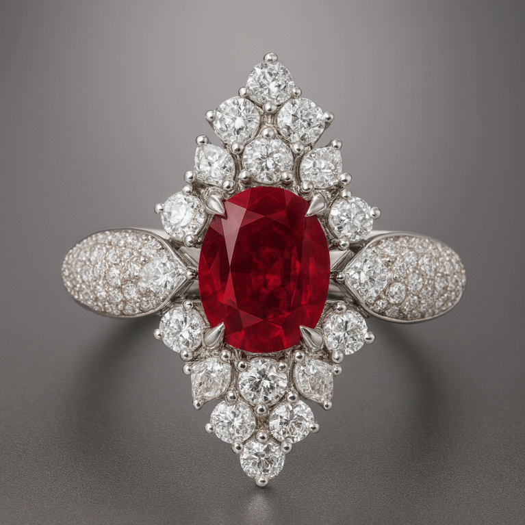 Oval Ruby Regal Cluster Ring