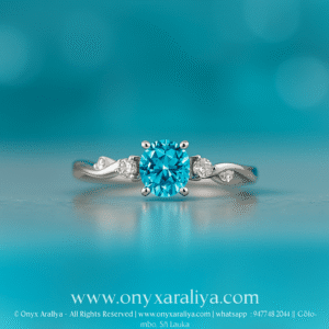 Blue Topaz Leaf-Crest Ring – Sterling Silver