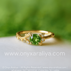 Green Peridot “Leaf Whisper” Ring – 18K Gold Vermeil