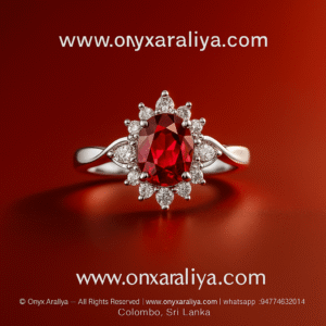 ❤️ Red Garnet Halo Blossom Ring