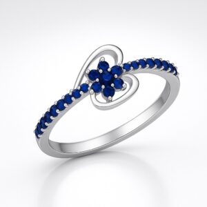 Petite Blue Floral Heart Ring