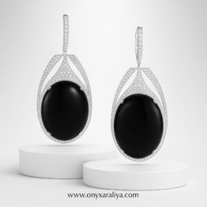 Grand Luxe Oval Onyx Pavé Earrings
