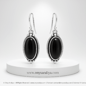 Oval Black Onyx Rope-Edge Earrings