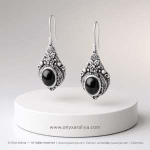 Tribal Granulation Black Onyx Earrings