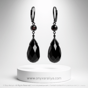 Black Onyx & Garnet Queen-Drop Earrings