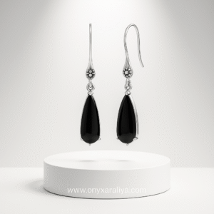 Black Onyx Teardrop Bloom Earrings