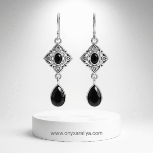 Black Onyx Filigree Dangle Earrings