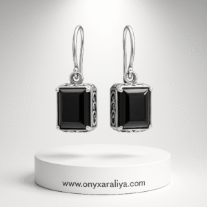 Emerald-Cut Onyx Vintage Frame Earrings
