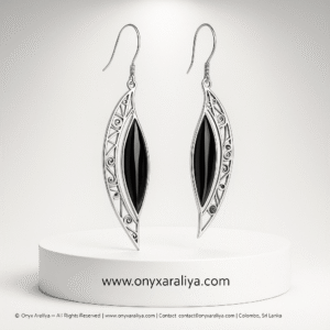 Marquise Noir Filigree Earrings