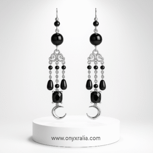 Crescent Noir Chandelier Earrings