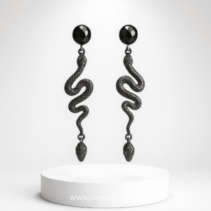 Black Snake Dangle Earrings