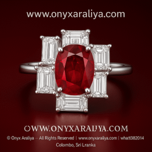 Oval Ruby Deco Step Halo Ring
