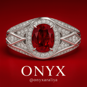 Oval Ruby Halo Lattice Ring