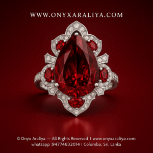 Pear-Shaped Ruby Baroque Halo Ring