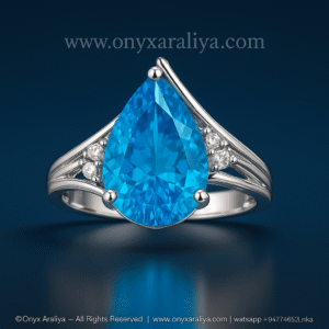 Pear-Cut Blue Solitaire Split-Shank Ring