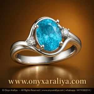 Oval Blue Three-Stone Wave Ring