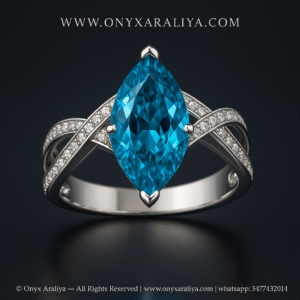 Marquise Blue Criss-Cross Pavé Ring