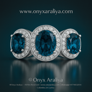 Triple Oval Blue Halo Ring