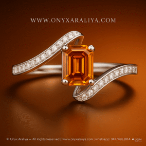 Emerald-Cut Orange Bypass Pavé Ring