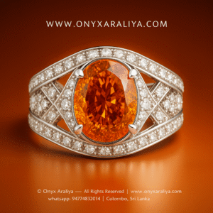 Oval Orange Lattice Pavé Ring