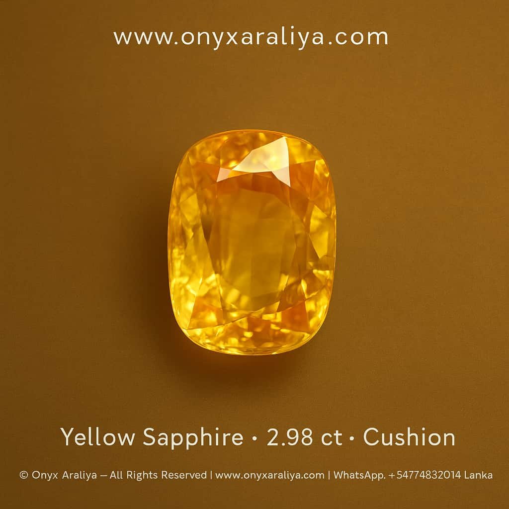 Yellow Sapphire – 2.98 ct Cushion Cut • Natural • Sri Lanka