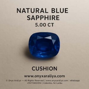 Natural Blue Sapphire – 5.00 ct Cushion Cut • Natural (N)