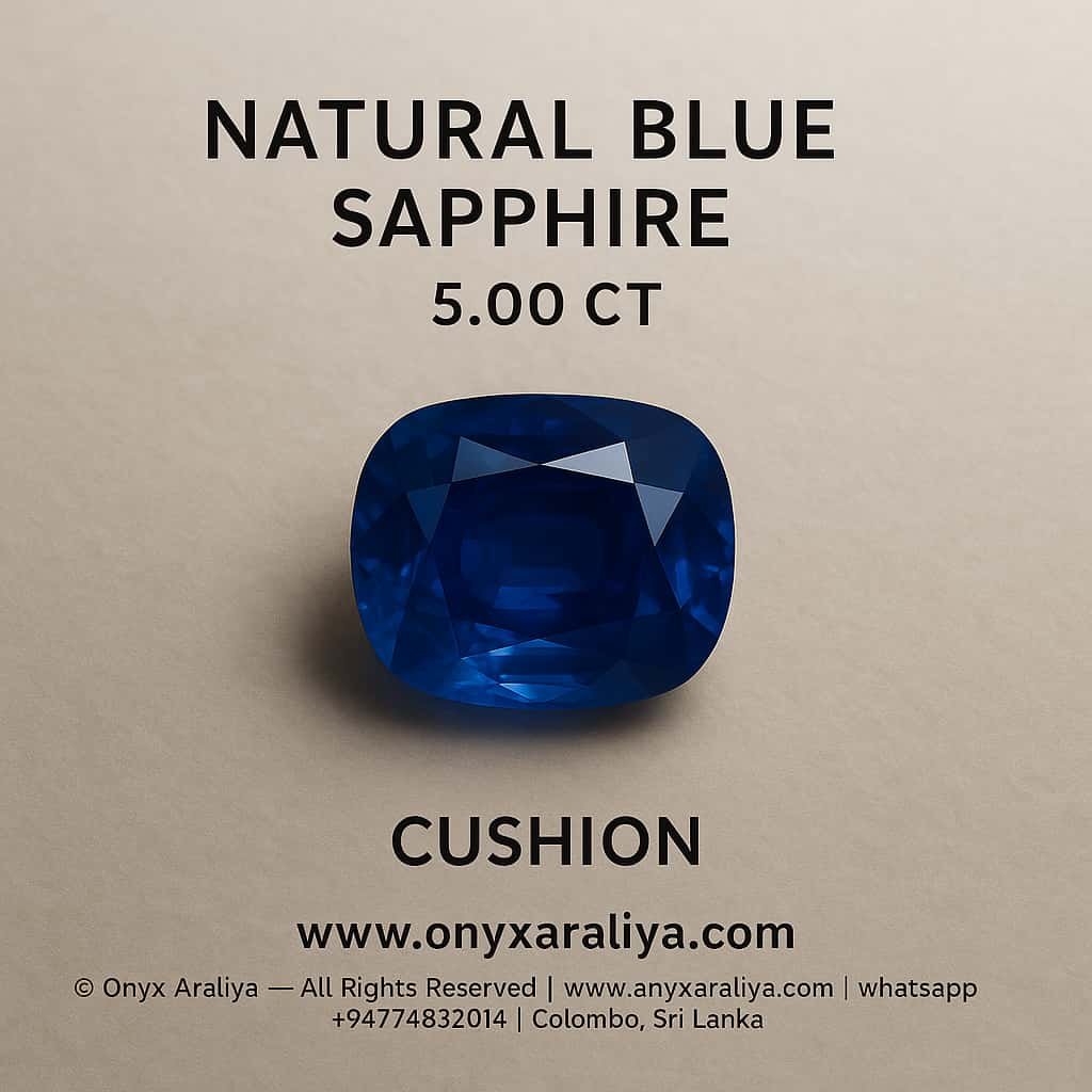 Natural Blue Sapphire – 5.00 ct Cushion Cut • Natural (N)