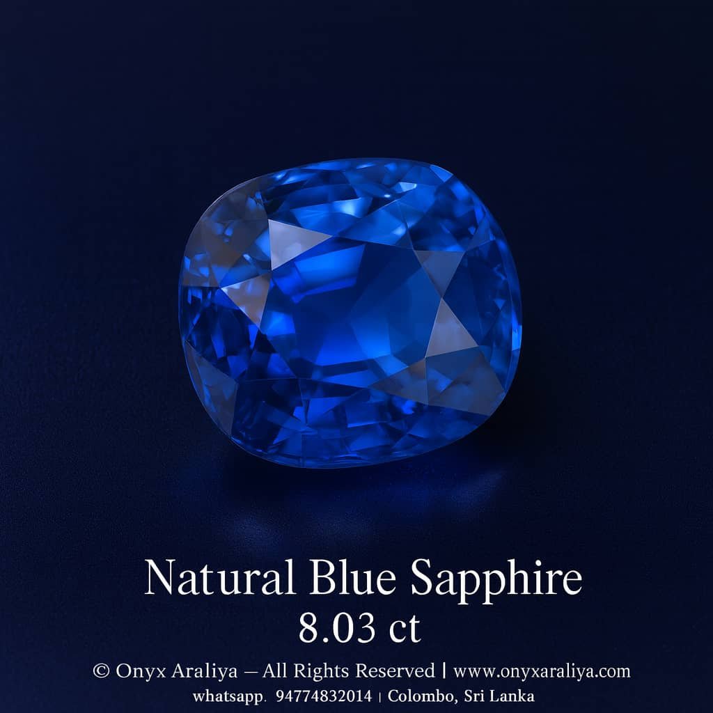 ✨ Natural Blue Sapphire – 8.03 ct (Unheated)