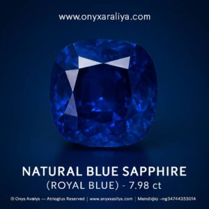 ✨ Natural Royal Blue Sapphire – 7.98 ct (Unheated)