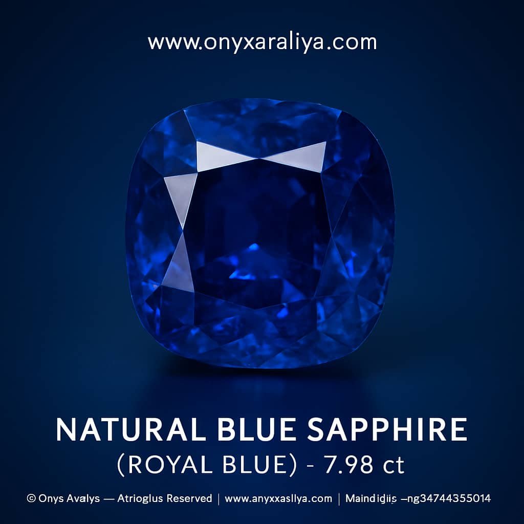 ✨ Natural Royal Blue Sapphire – 7.98 ct (Unheated)