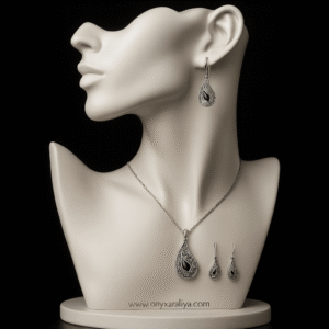 Black Onyx Teardrop Pendant & Earrings Set