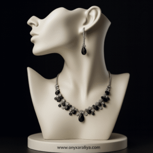 Black Onyx Cluster Teardrop Set – Necklace & Earrings