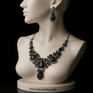 Black Onyx Royal Chandelier Set – Necklace & Earrings