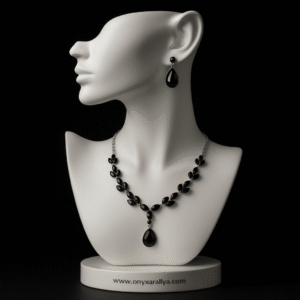 Black Onyx Teardrop Necklace & Drop Earrings (Set)