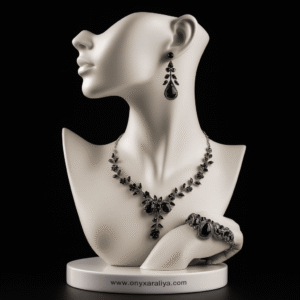 Black Onyx Botanical Gala Set – Necklace, Earrings & Bracelet
