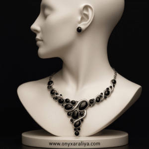 Black Onyx Cascade Set – Necklace & Stud Earrings