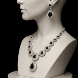 Imperial Oval Black Onyx Necklace & Earrings Set