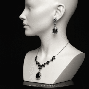 Noir Grace Teardrop Necklace & Earrings Set
