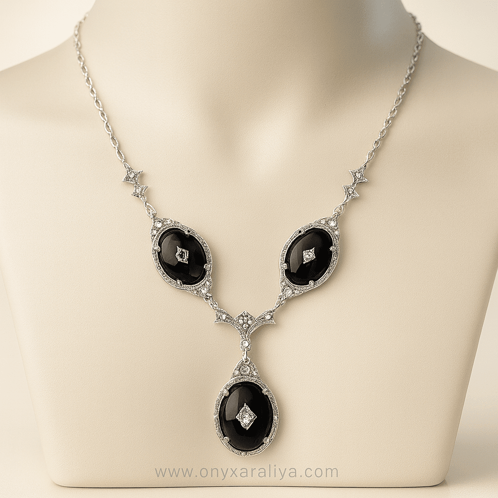 Onyx Araliya – Celestial Noir Necklace