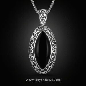 Onyx Araliya – The Imperial Noir Filigree Pendant