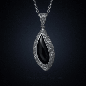Onyx Araliya – The Celestial Noir Leaf Pendant