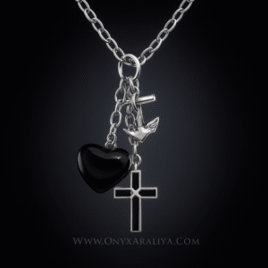Onyx Araliya – Midnight Trinity Charm Necklace