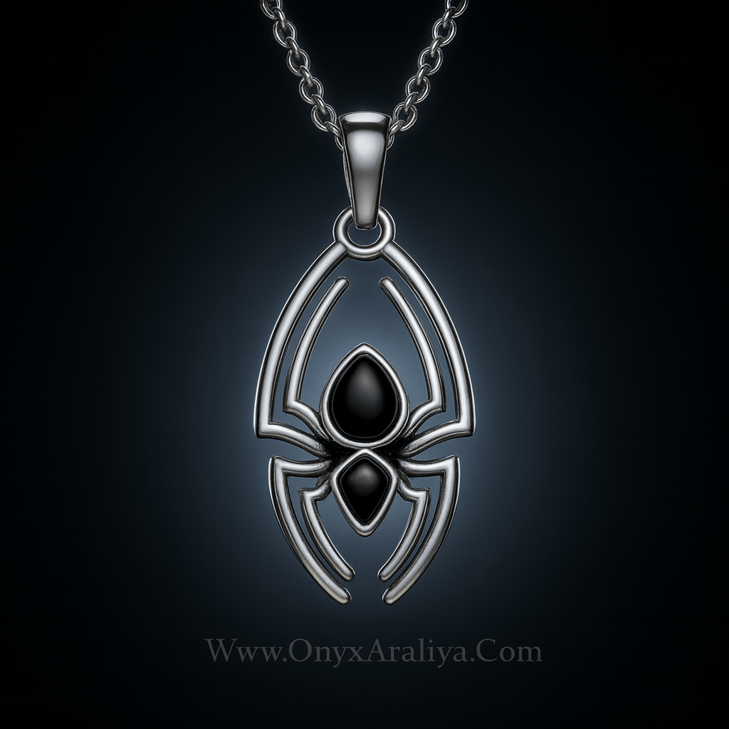 🕷️ Onyx Araliya – The Shadow Weaver Pendant
