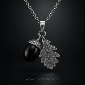 Onyx Araliya – The Midnight Acorn Pendant