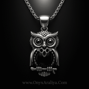 🦉 Onyx Araliya – The Midnight Owl Guardian Pendant