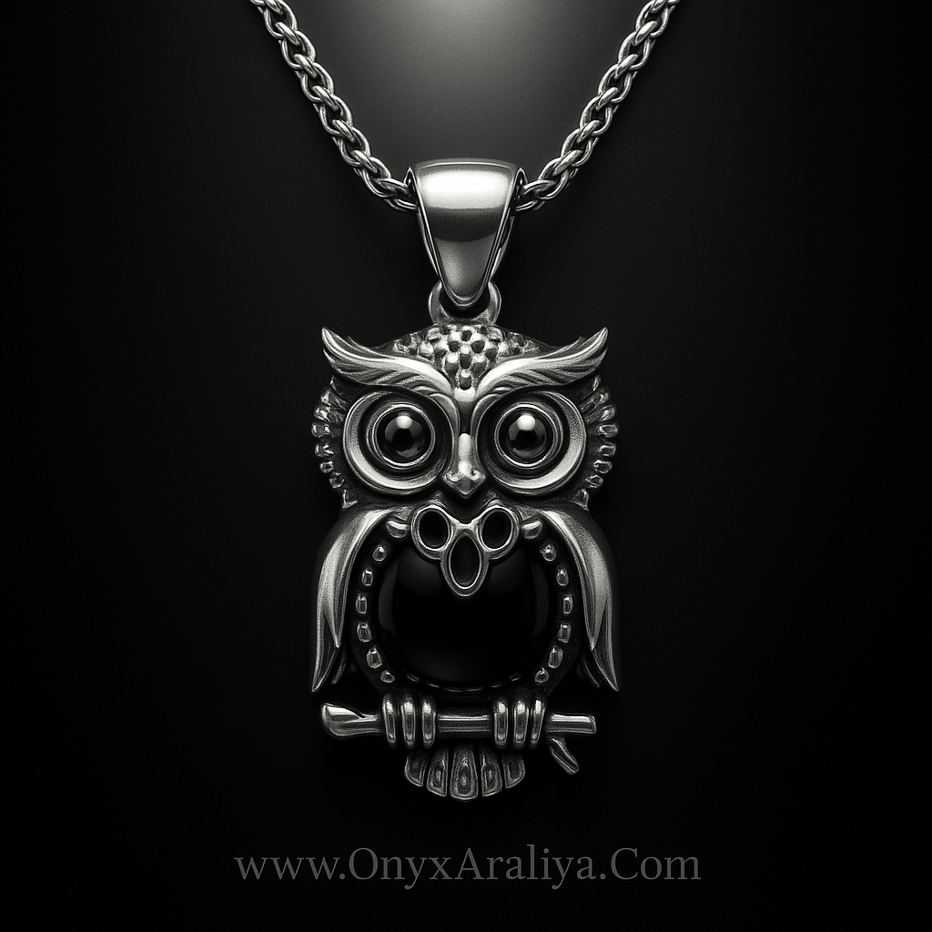 🦉 Onyx Araliya – The Midnight Owl Guardian Pendant