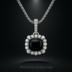 Onyx Araliya – The Royal Noir Halo Pendant